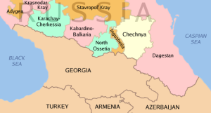 Chechnya's geographic relationship to the Caucasus region.Wiki Comns