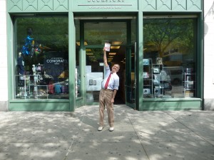 Author Karl Schonborn in front of store for New York City Book Signing