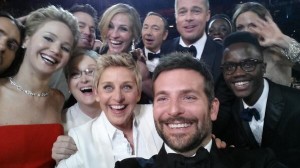 Photo of several A-List Hollywood stars laughing