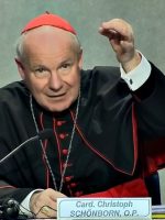 Archbishop Schonborn in black gown.